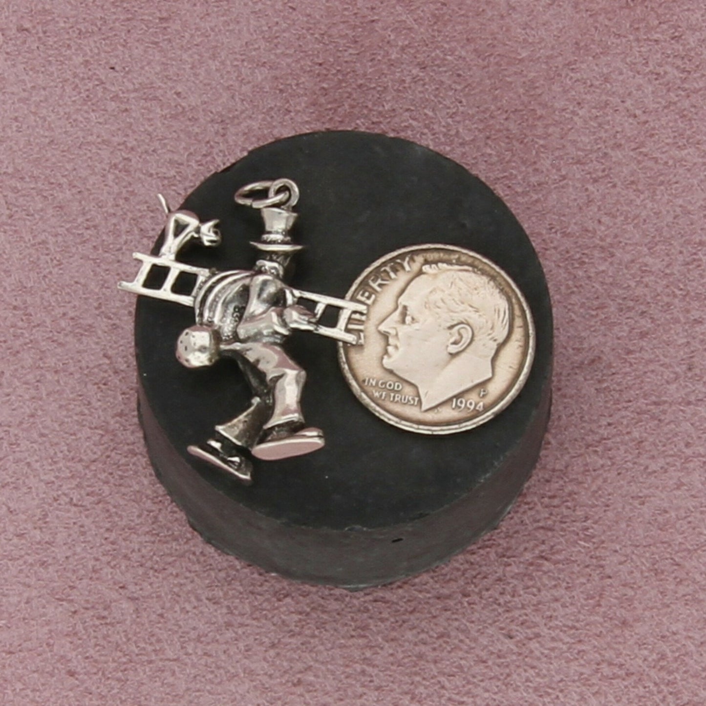 sterling silver vintage chimney sweep good luck charm pendant