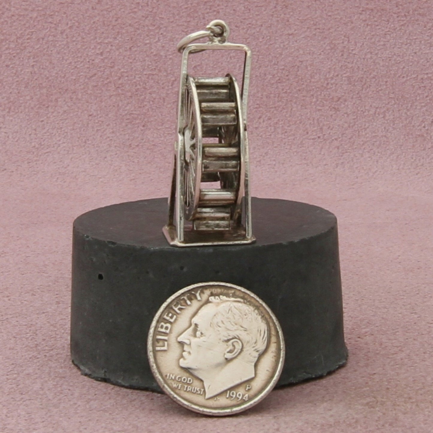 800 silver vintage 3d ferris wheel (moves) charm pendant