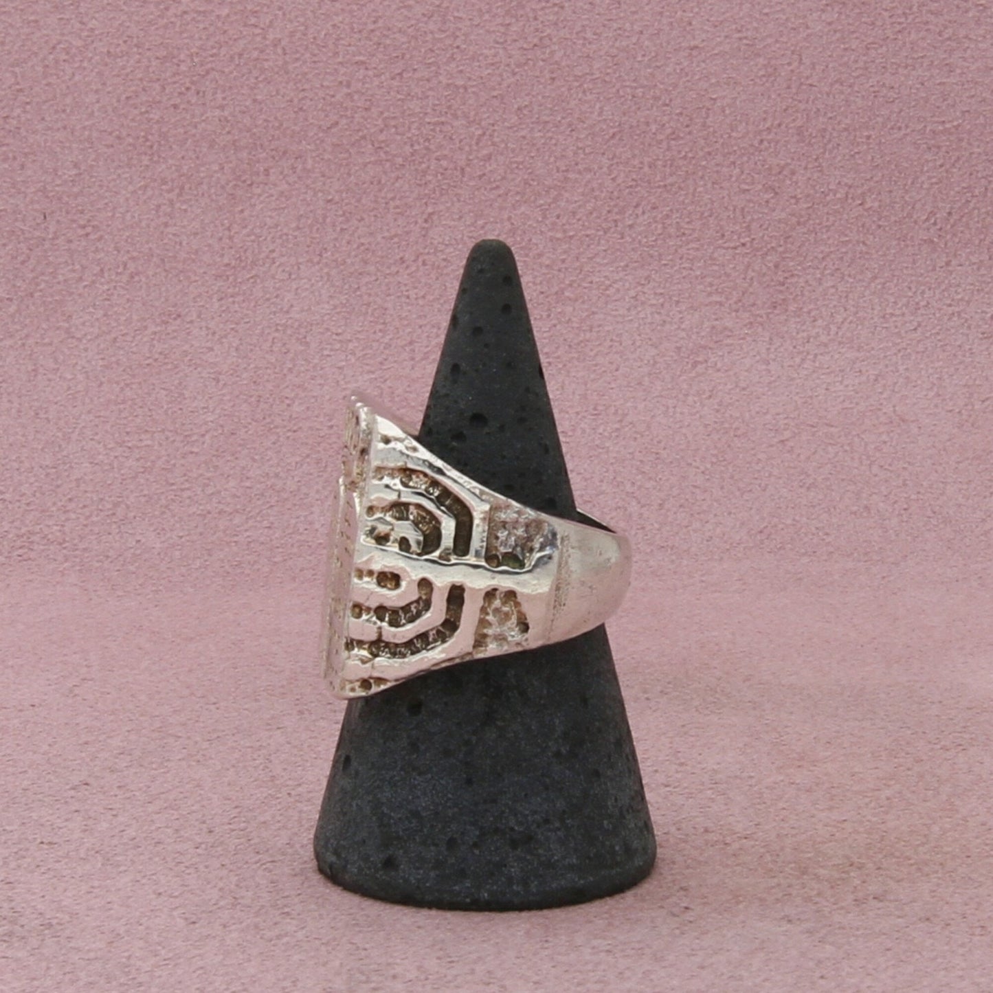 900 silver mens vintage judaica ten commandments star of david ring size 8.25