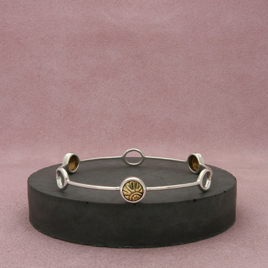 silpada sterling silver & brass two tone stack b2474 bracelet size 8.25in