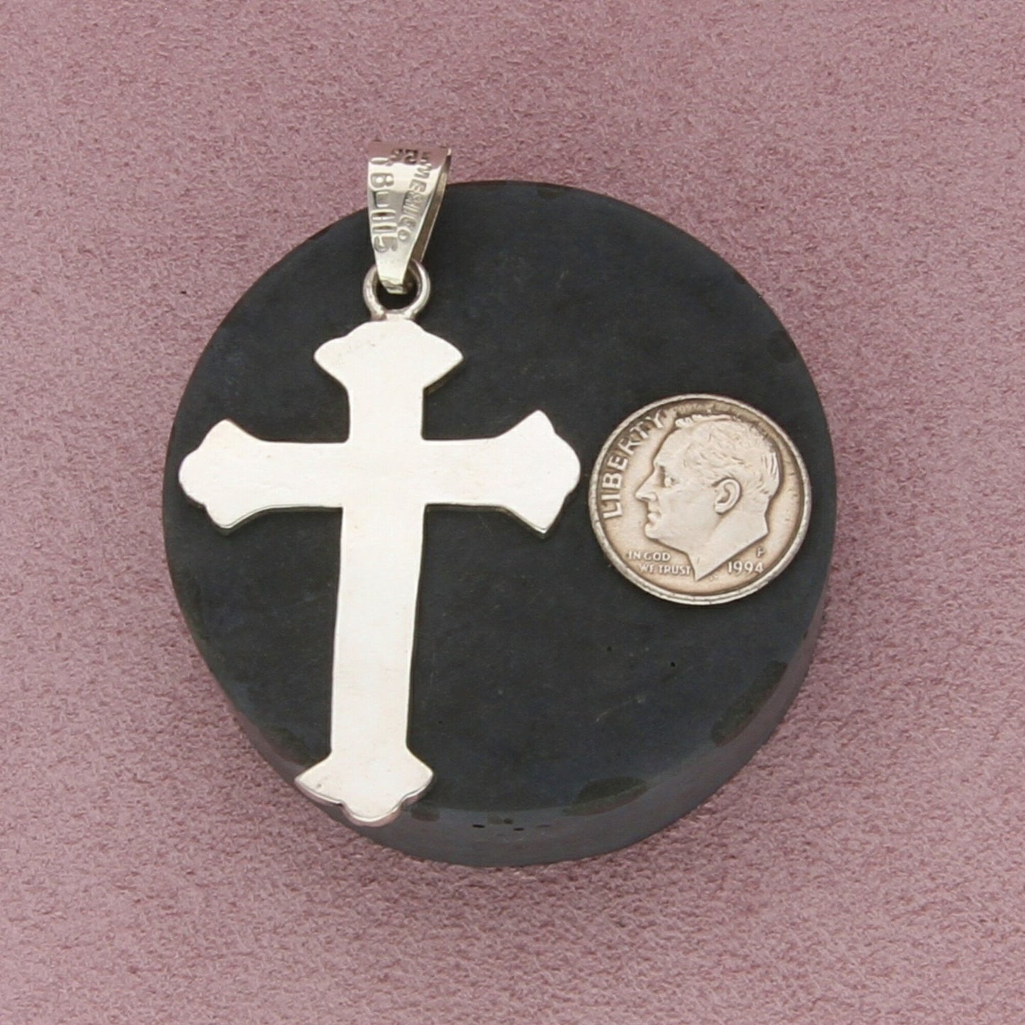 taxco mexico sterling silver vintage large cross pendant