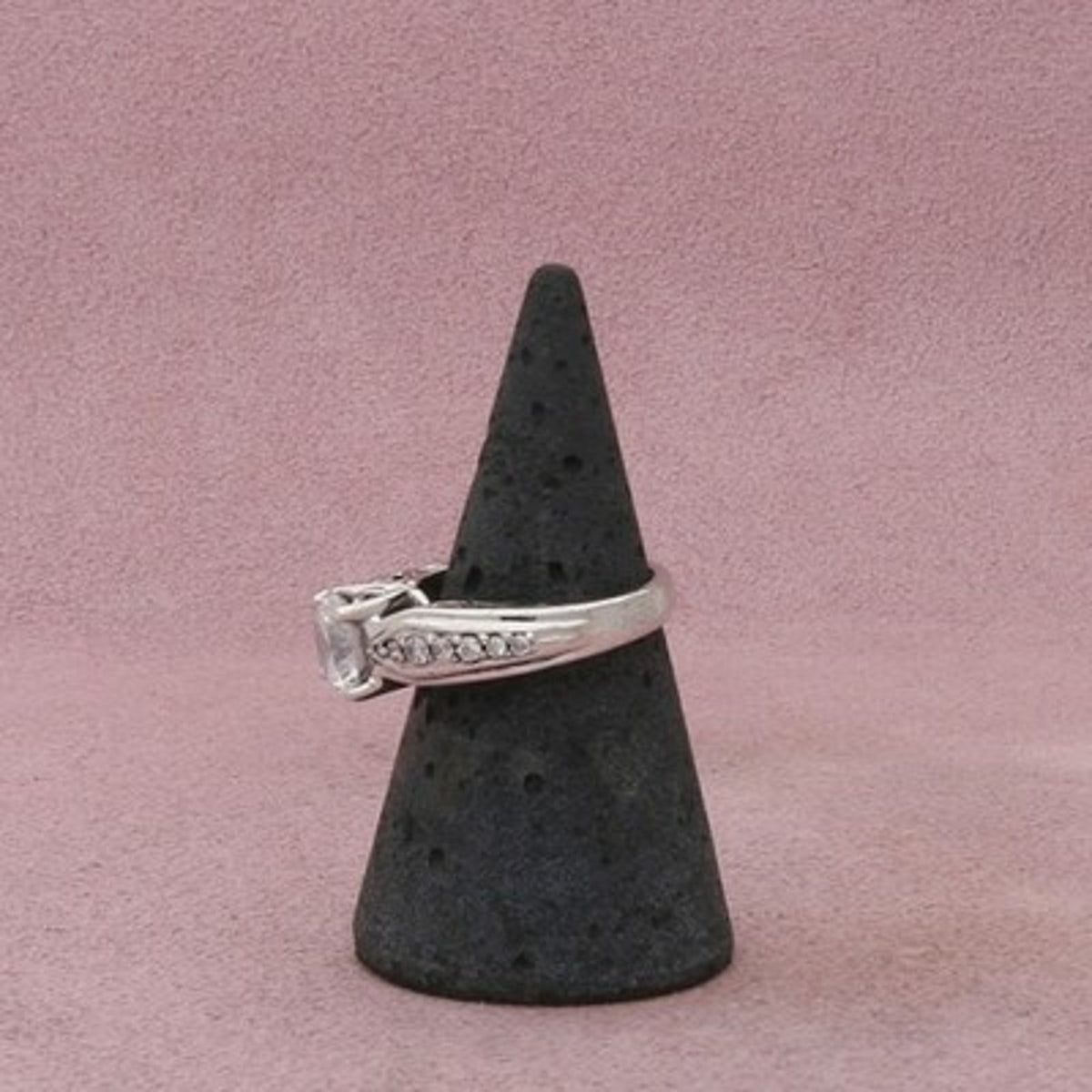 Sterling Silver Round-Cut Cz Engagement Ring Size 6