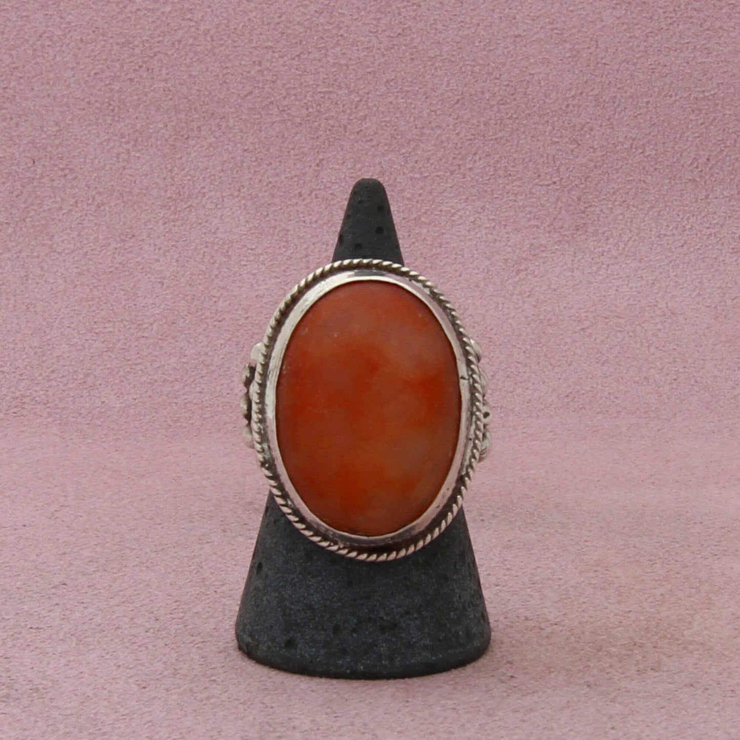 mexico sterling silver vintage braided agate cabochon ring size 7