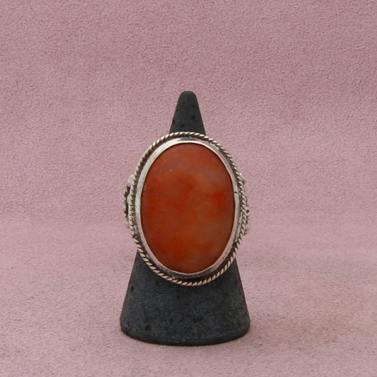 mexico sterling silver vintage braided agate cabochon ring size 7