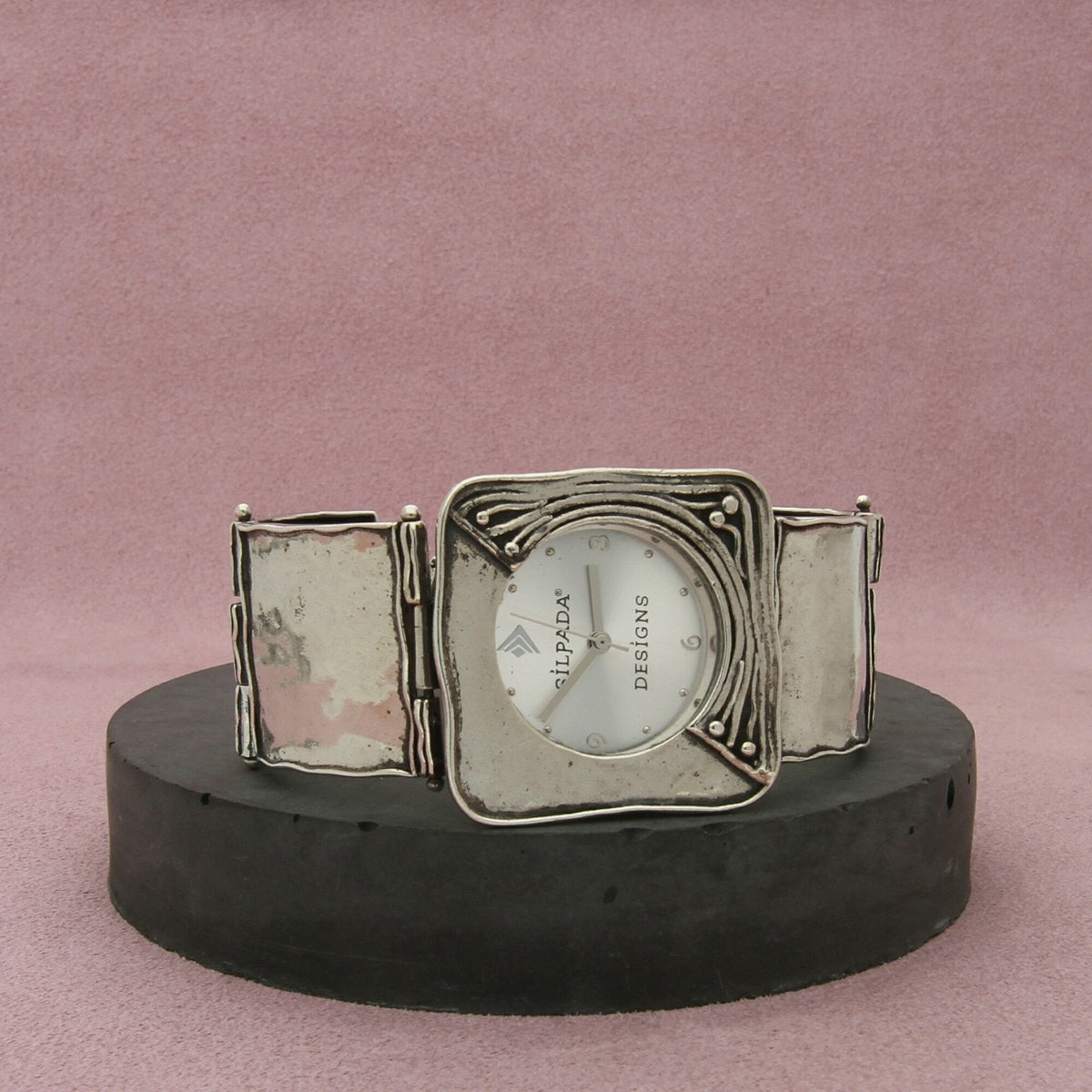 silpada sterling silver hammered panel link watch bracelet size 6.5in