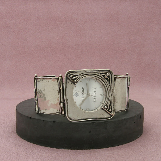 silpada sterling silver hammered panel link watch bracelet size 6.5in