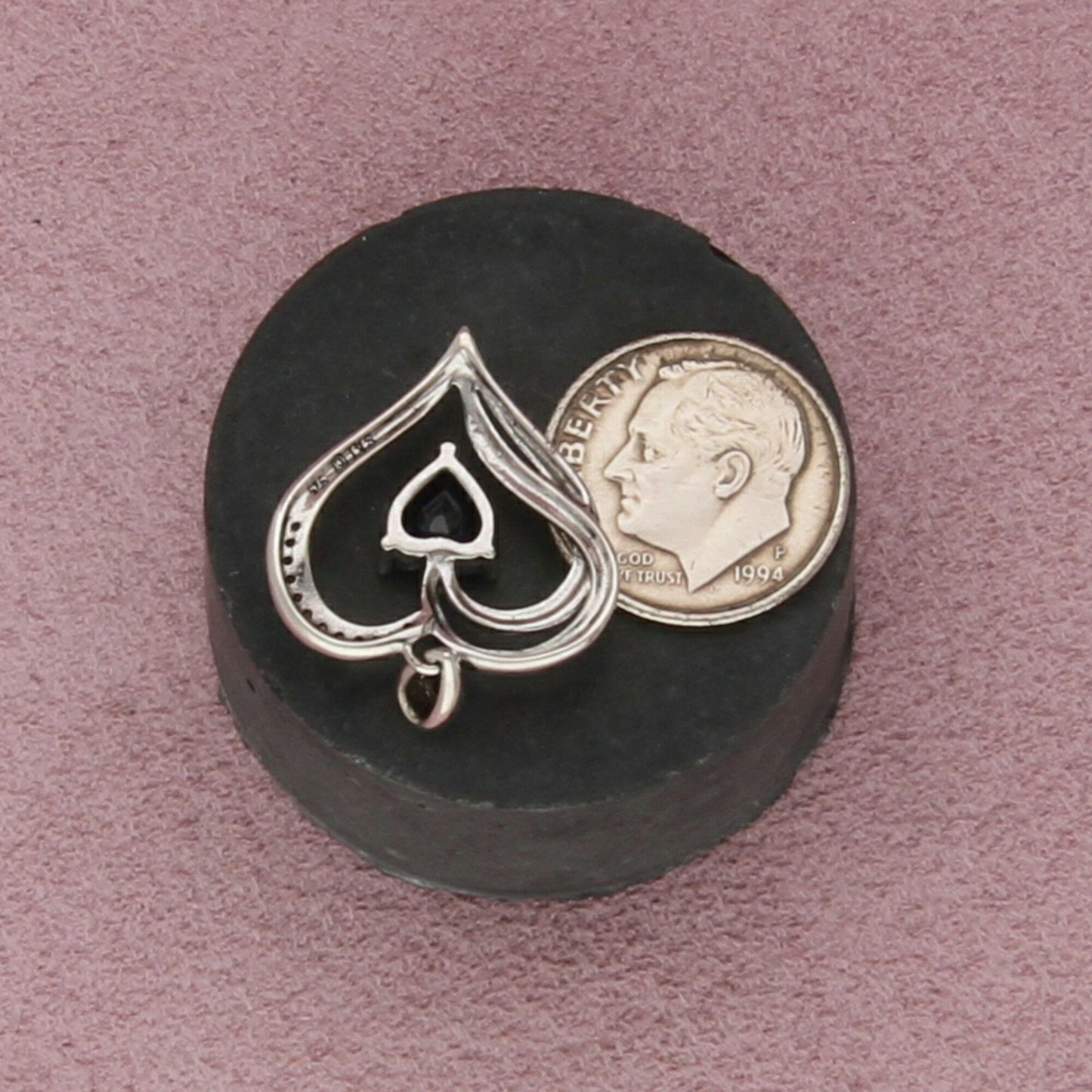 sterling silver diamond accent & sapphire heart pendant