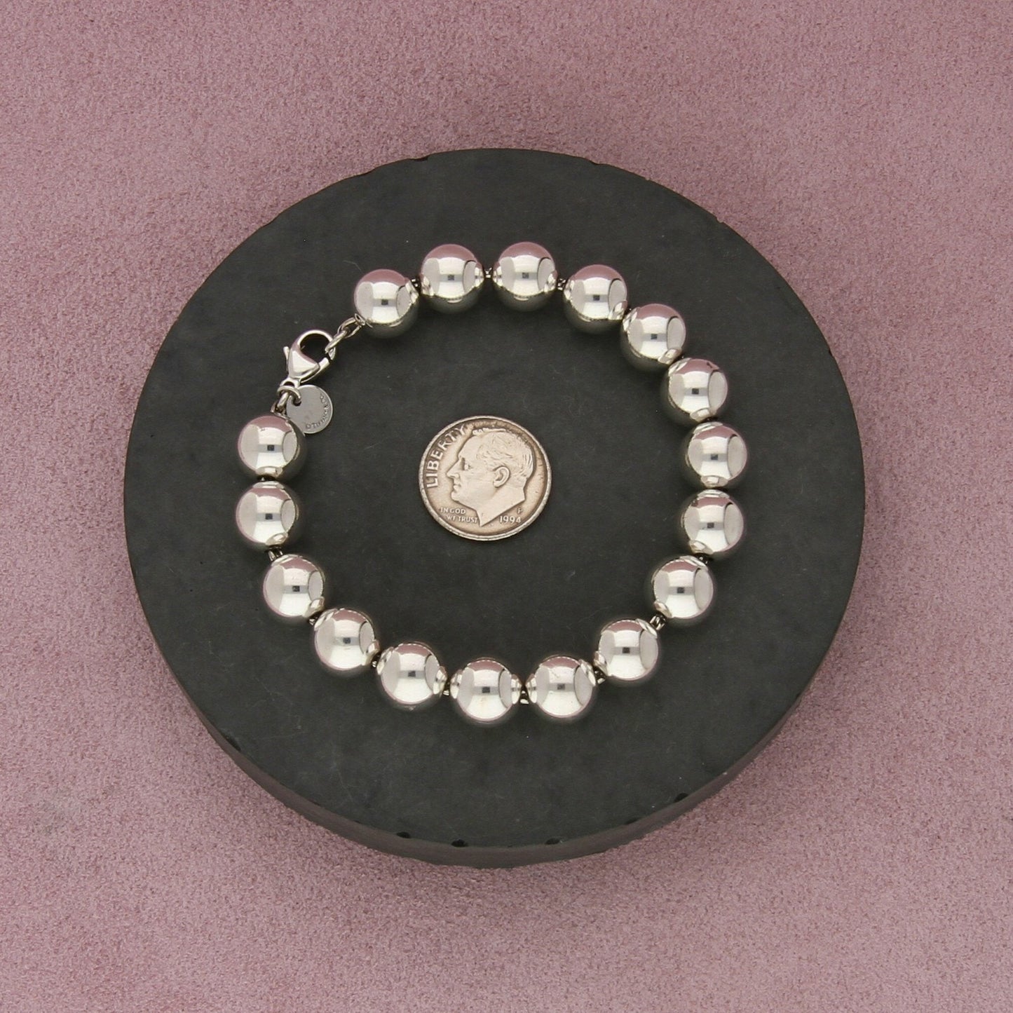 tiffany & co sterling silver hardwear 10mm bead bracelet size 6.25in
