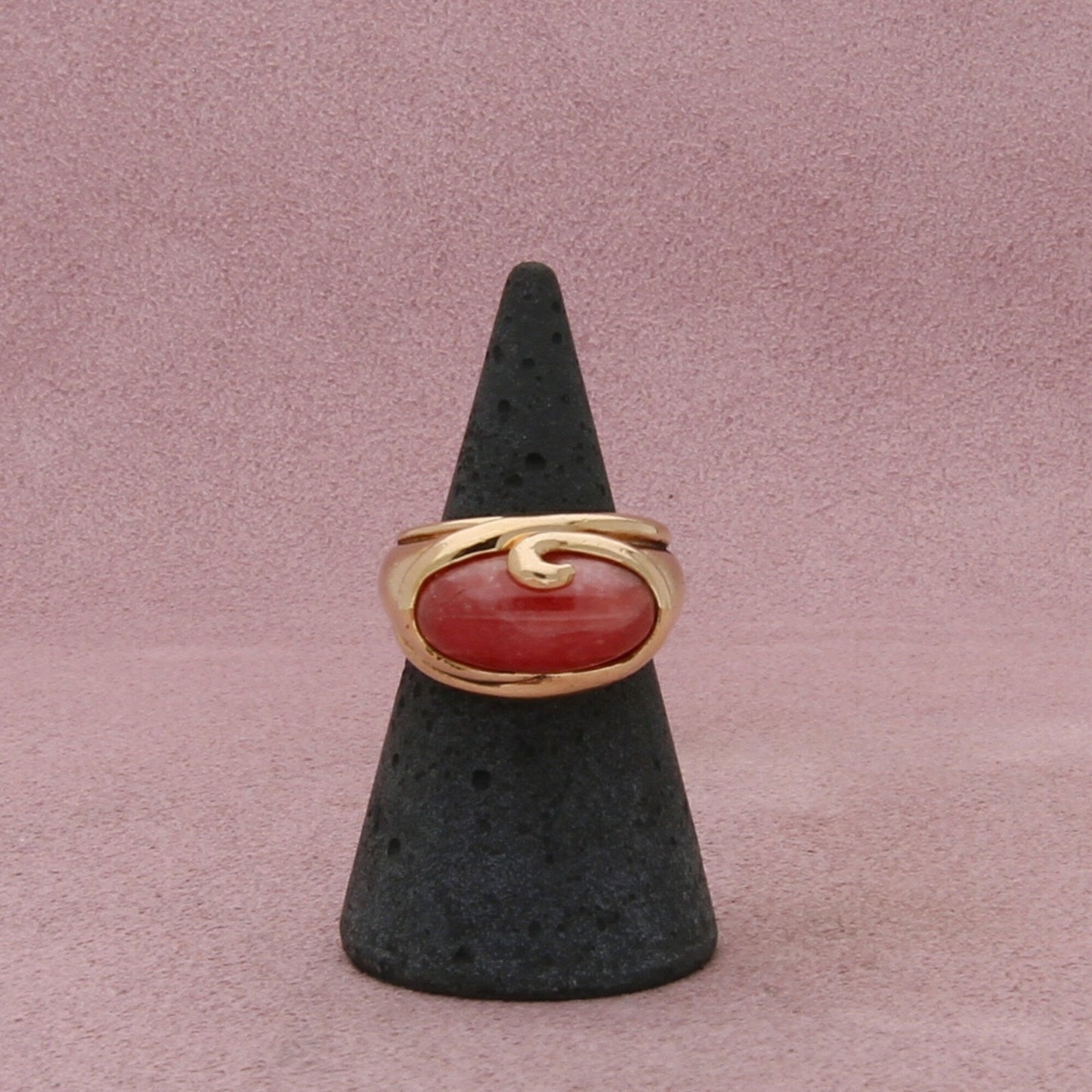 sterling silver gold plate rhodochrosite ring size 5.75