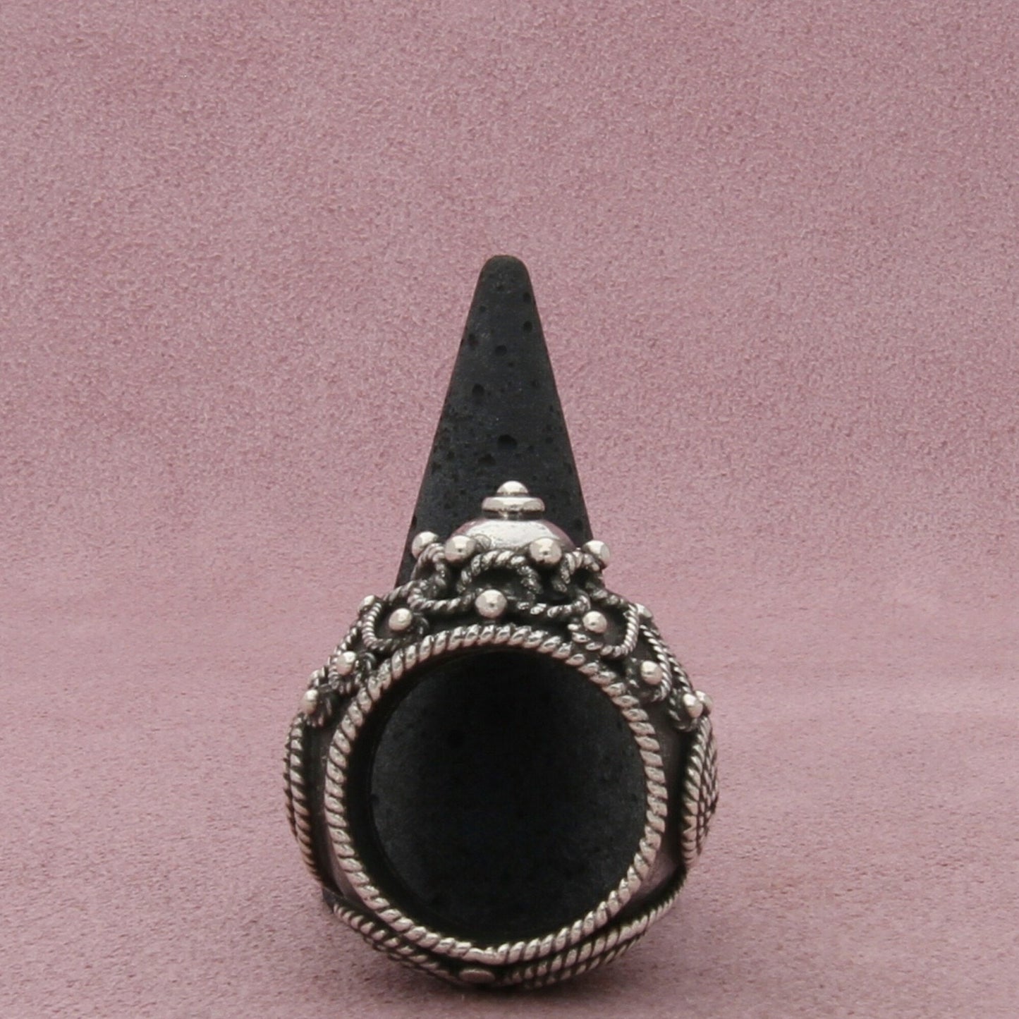 sterling silver vintage beaded & braided intricate dome ring size 9.5