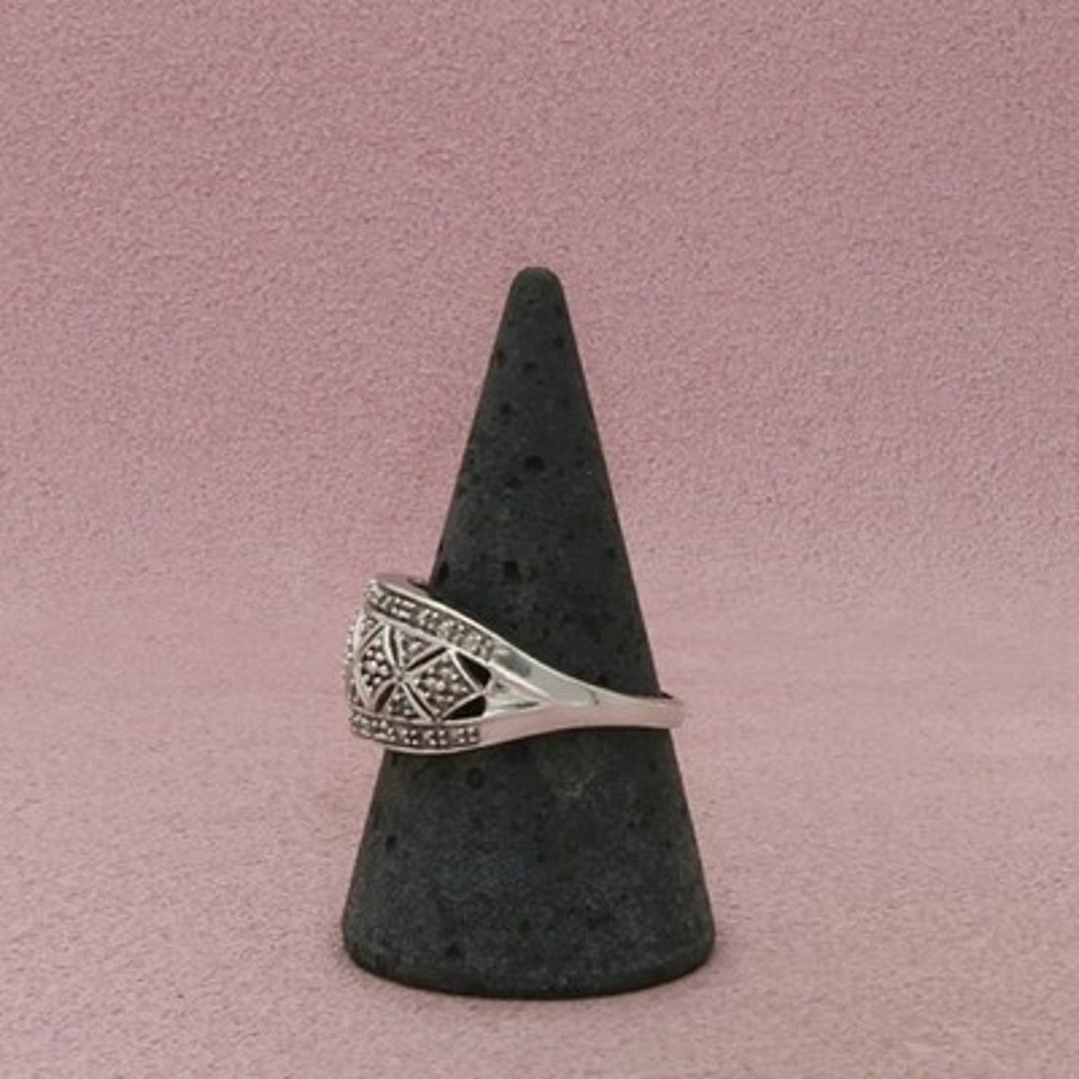 Zales Sterling Silver Diamond Openwork Geometric Ring Size 10.25
