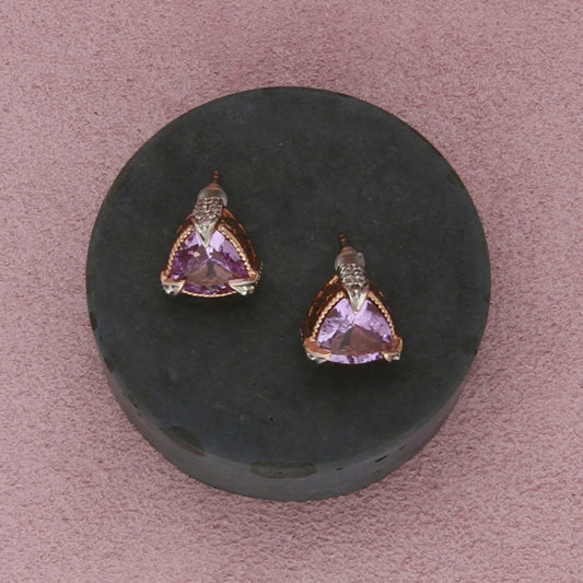 chuck clemency sterling silver rose gold plate pink tourmaline stud earrings