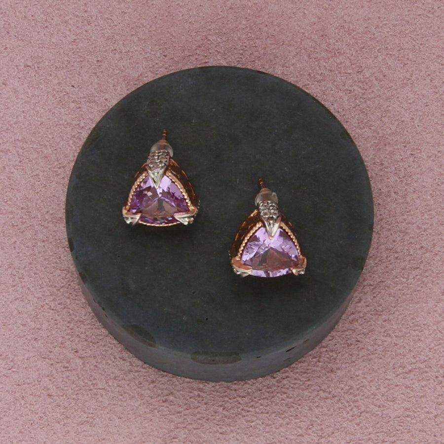 chuck clemency sterling silver rose gold plate pink tourmaline stud earrings