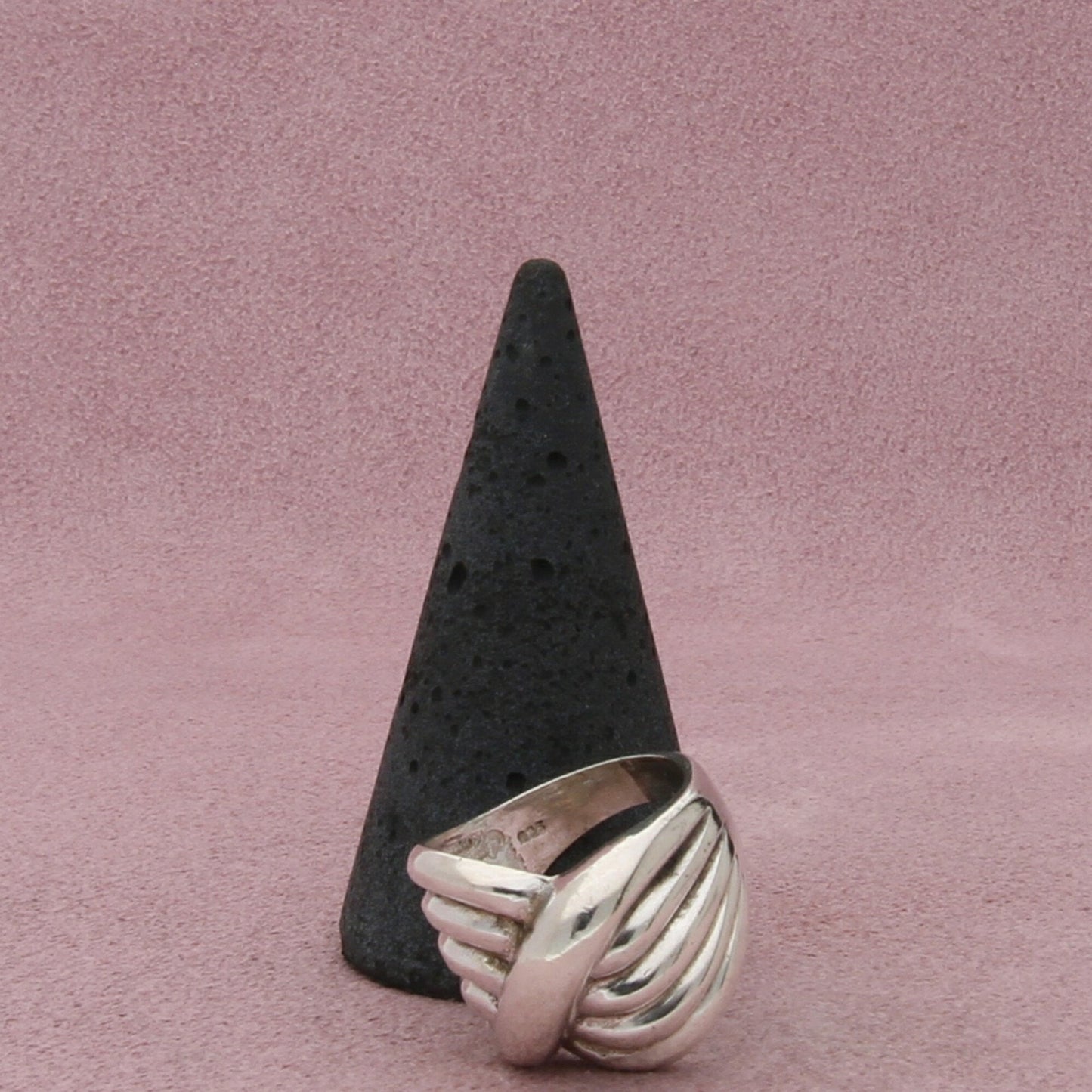 sterling silver vintage scalloped crossover ring size 5.5