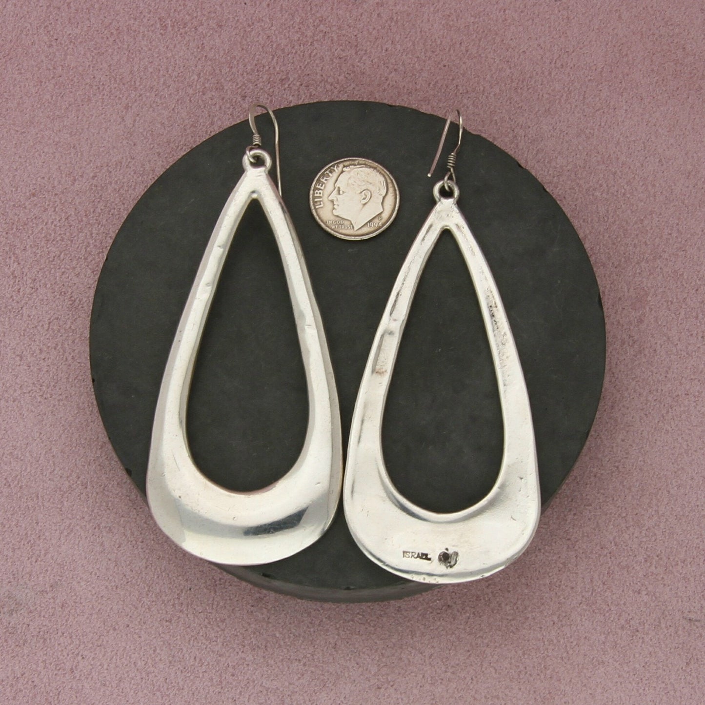 sterling silver israel electroform statement drop dangle earrings