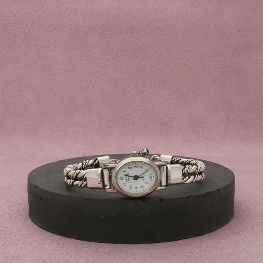 sterling silver vtg southwestern twisted lapis toggle watch bracelet size 6in