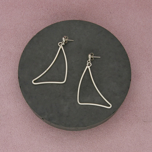 sterling silver vintage modernist geometric dangle post earrings