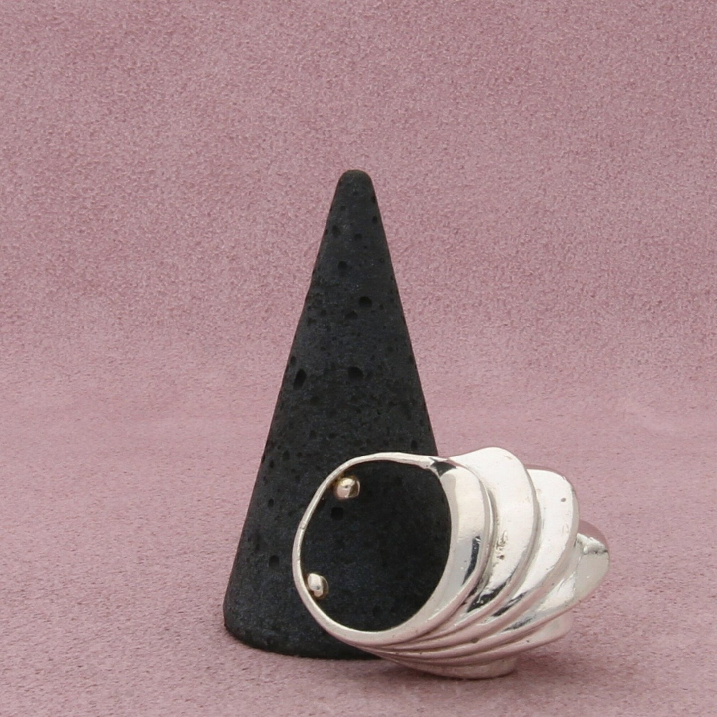 sterling silver vintage chunky scalloped dome ring size 5.5