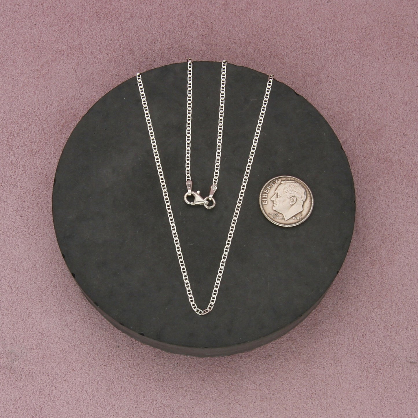 sterling silver italy 2mm mariner chain necklace size 18in