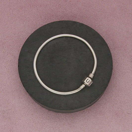 chamilia sterling silver 3mm snake chain charm bracelet size 7.5in