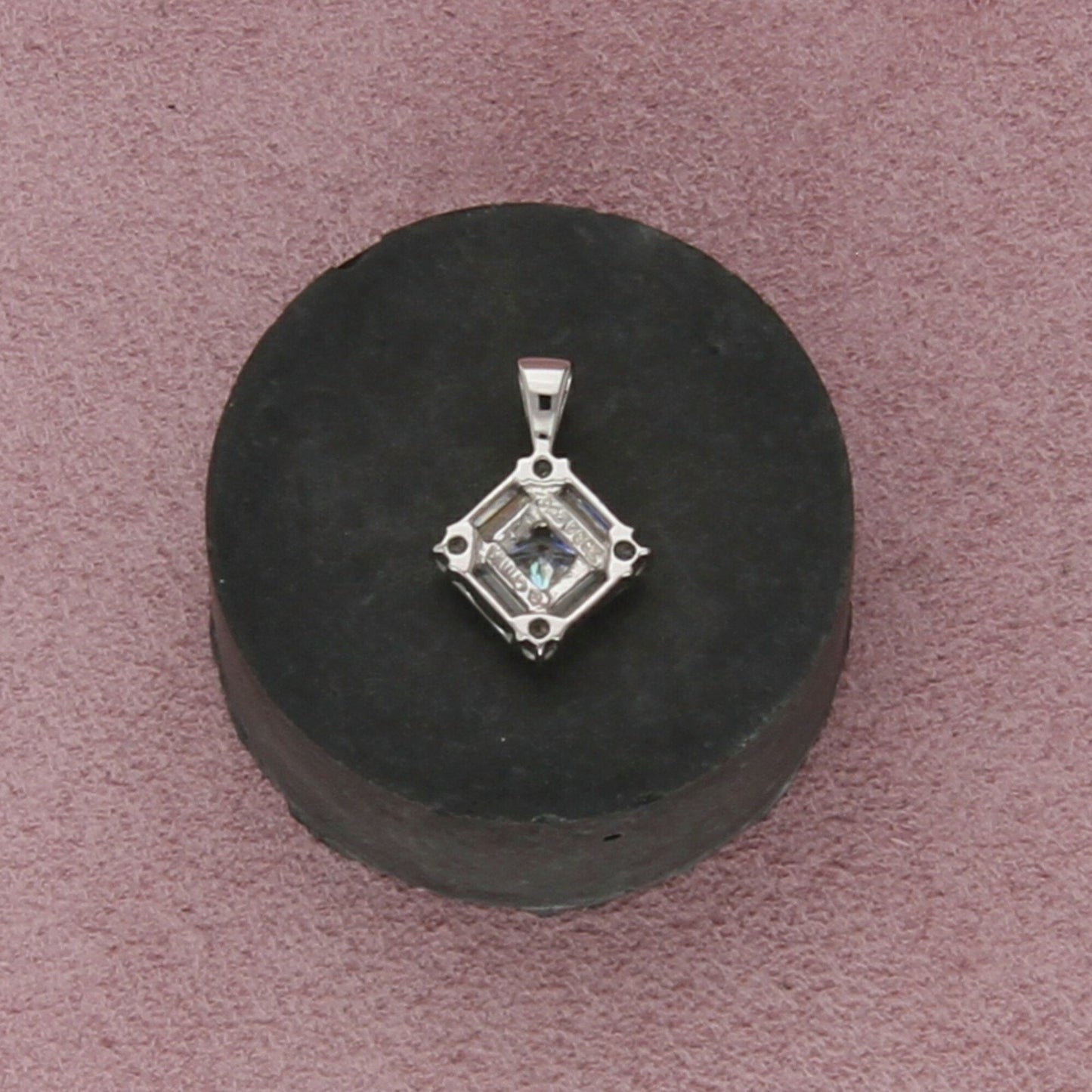 sterling silver princess-cut cz pendant