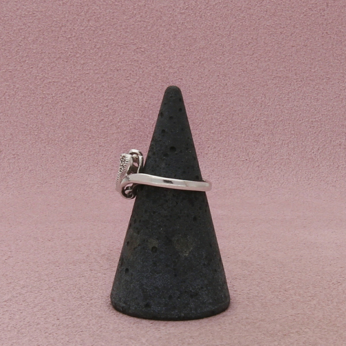 Zales Sterling Silver Diamond Double Heart Bypass Ring Size 3.5
