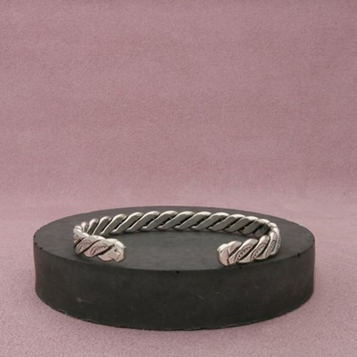 Navajo Sterling Silver Vintage Stamped Twisted Woven Cuff Bracelet Size 6.25in