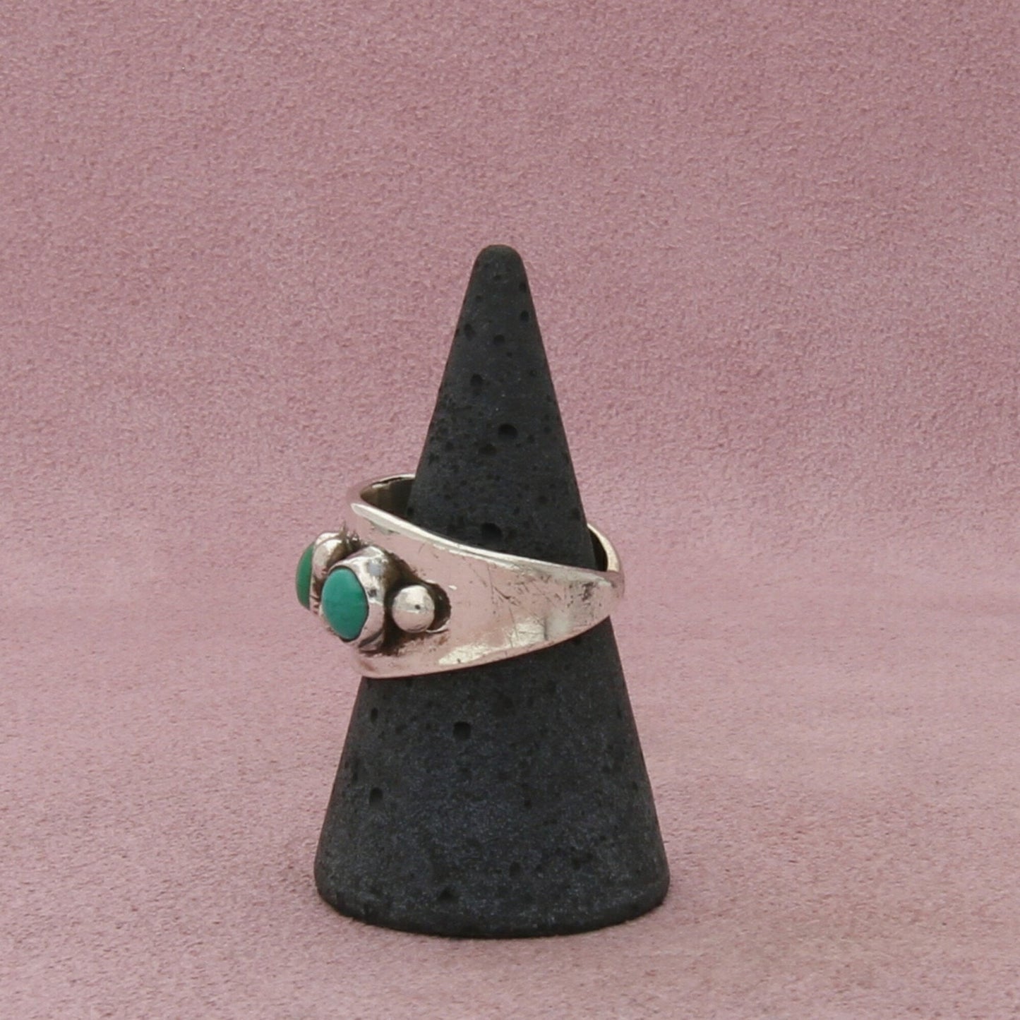 navajo sterling silver vintage turquoise cigar band ring size 8