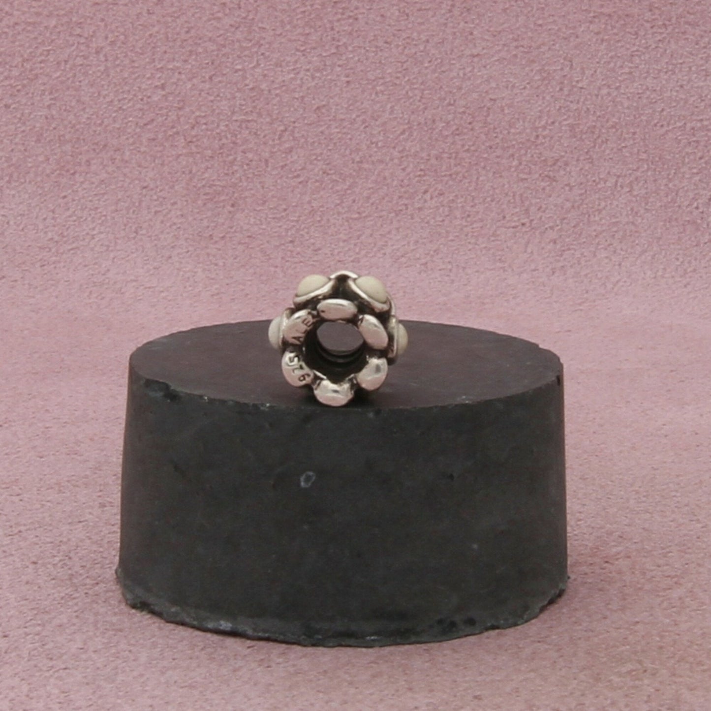 pandora sterling silver authentic forget-me-not white agate bead (790470) charm