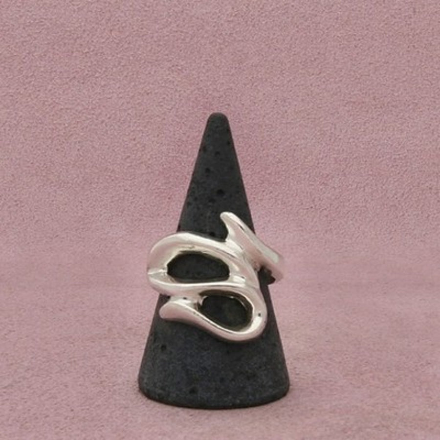 Mexico Sterling Silver Vintage Sculptural Openwork Ring Size 10.25