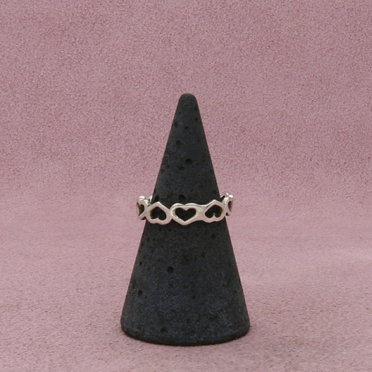 sterling silver hearts band ring size 6