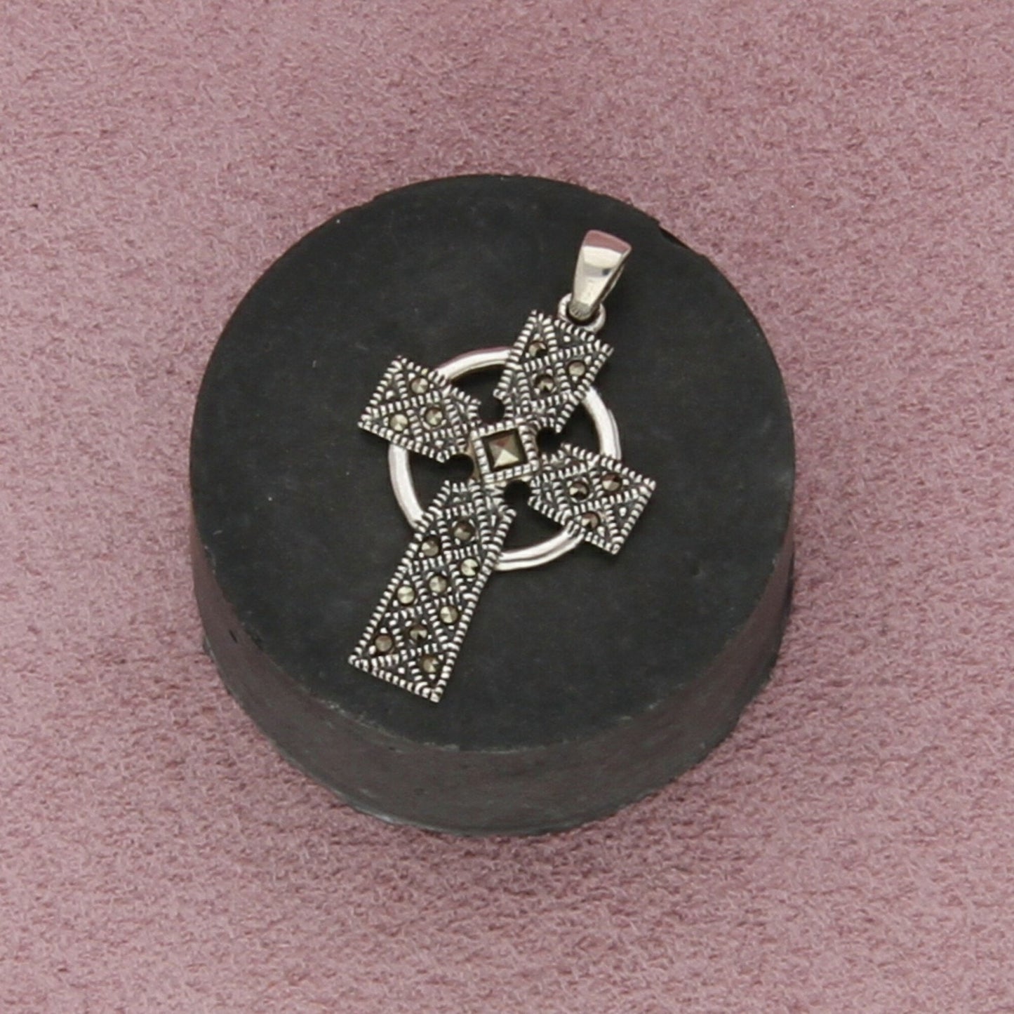 sterling silver marcasite studded cross pendant