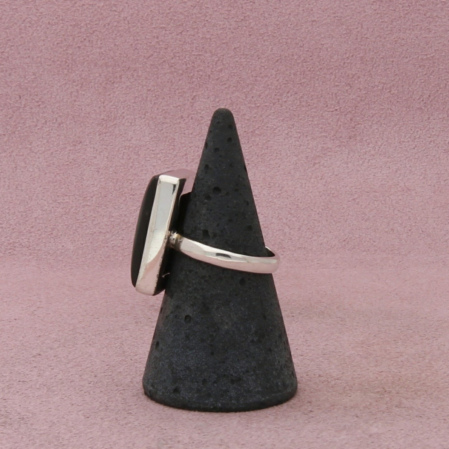 sterling silver vintage snowflake obsidian ring size 6