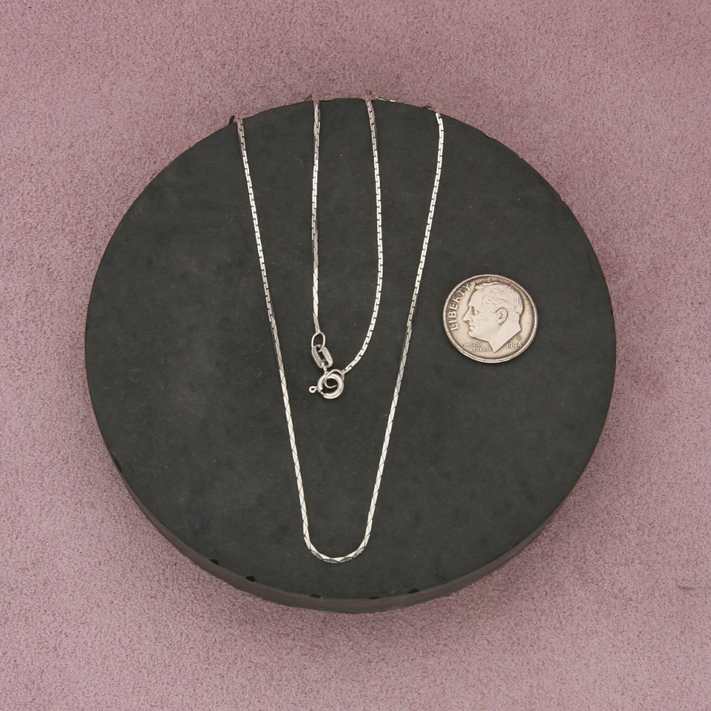 sterling silver italy 1mm serpentine chain necklace size 15.5in