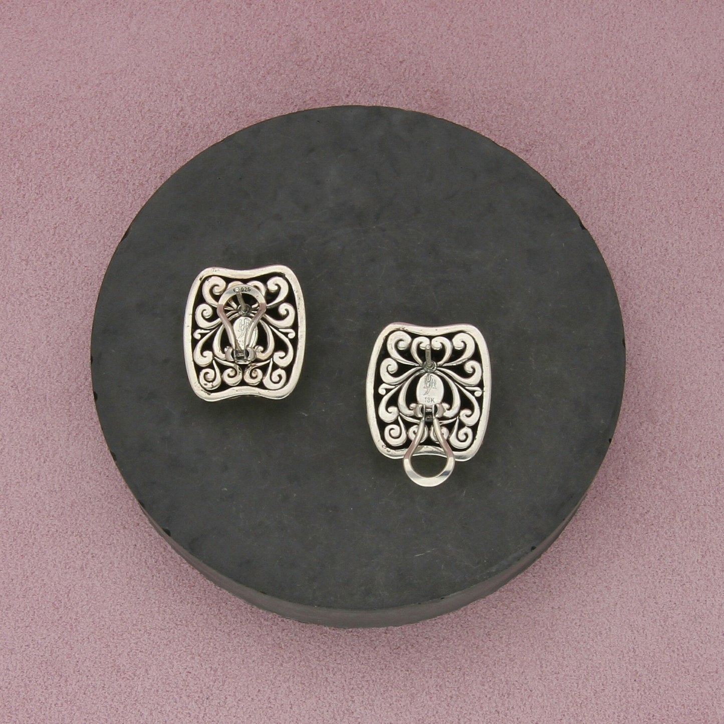 john hardy sterling silver & 18k gold jaisalmer collection omega back earrings