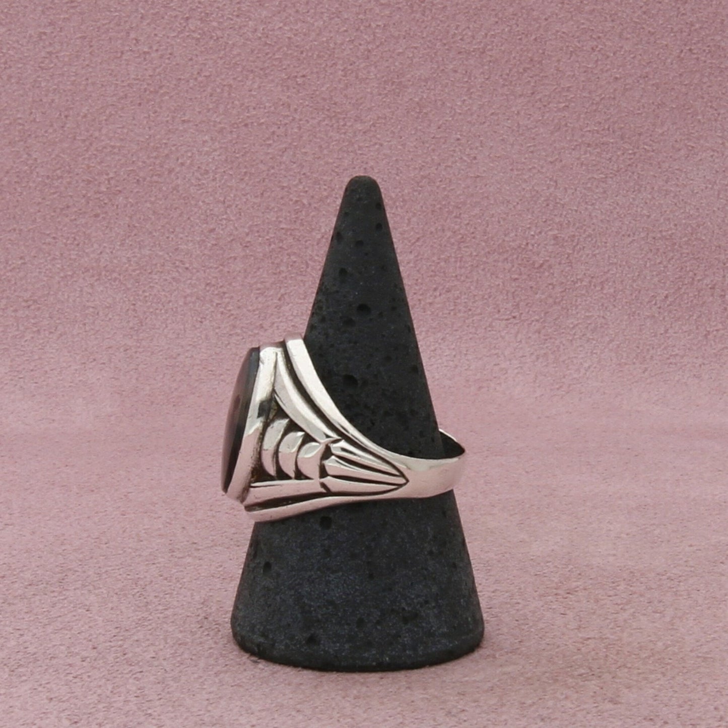 uncas sterling silver mens vintage dendritic agate signet ring size 9.5