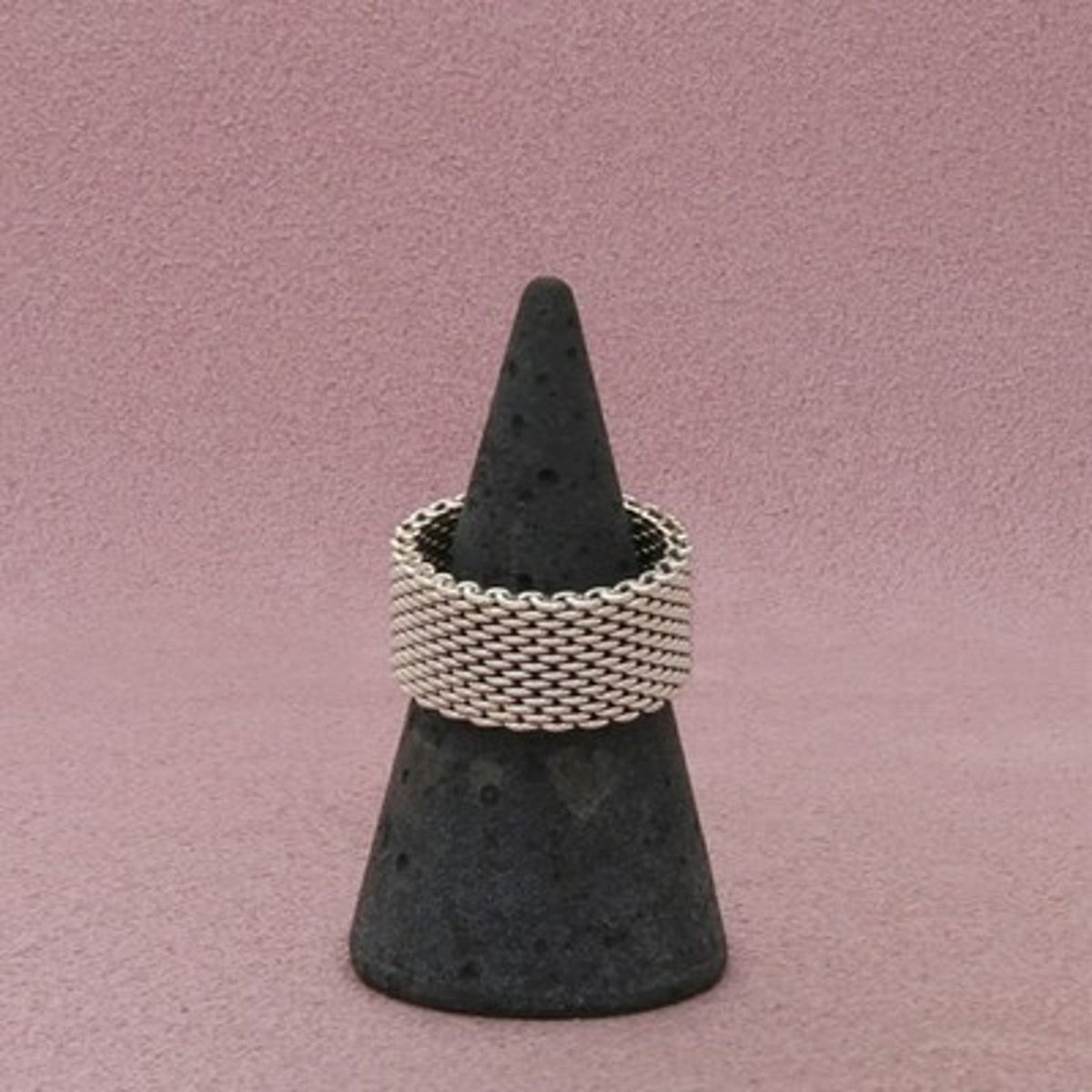 Sterling Silver 10mm Wide Mesh Band Ring Size 7