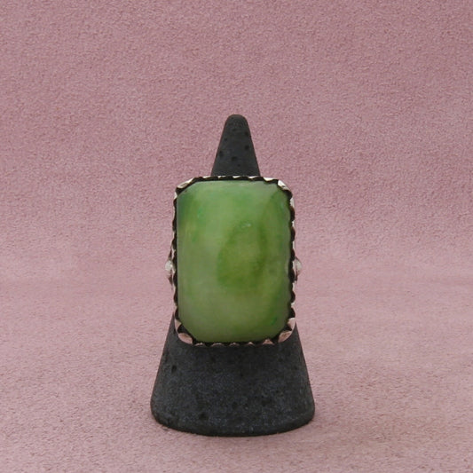 sterling silver vintage mexico green onyx ring size 7.25