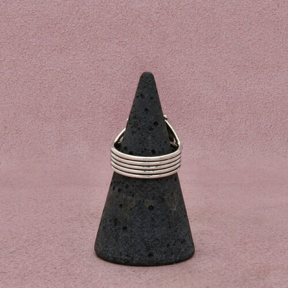 Sterling Silver Vintage Glitter Stone Pear-Shaped Bezel-Set Multi-Row Ring 6.25