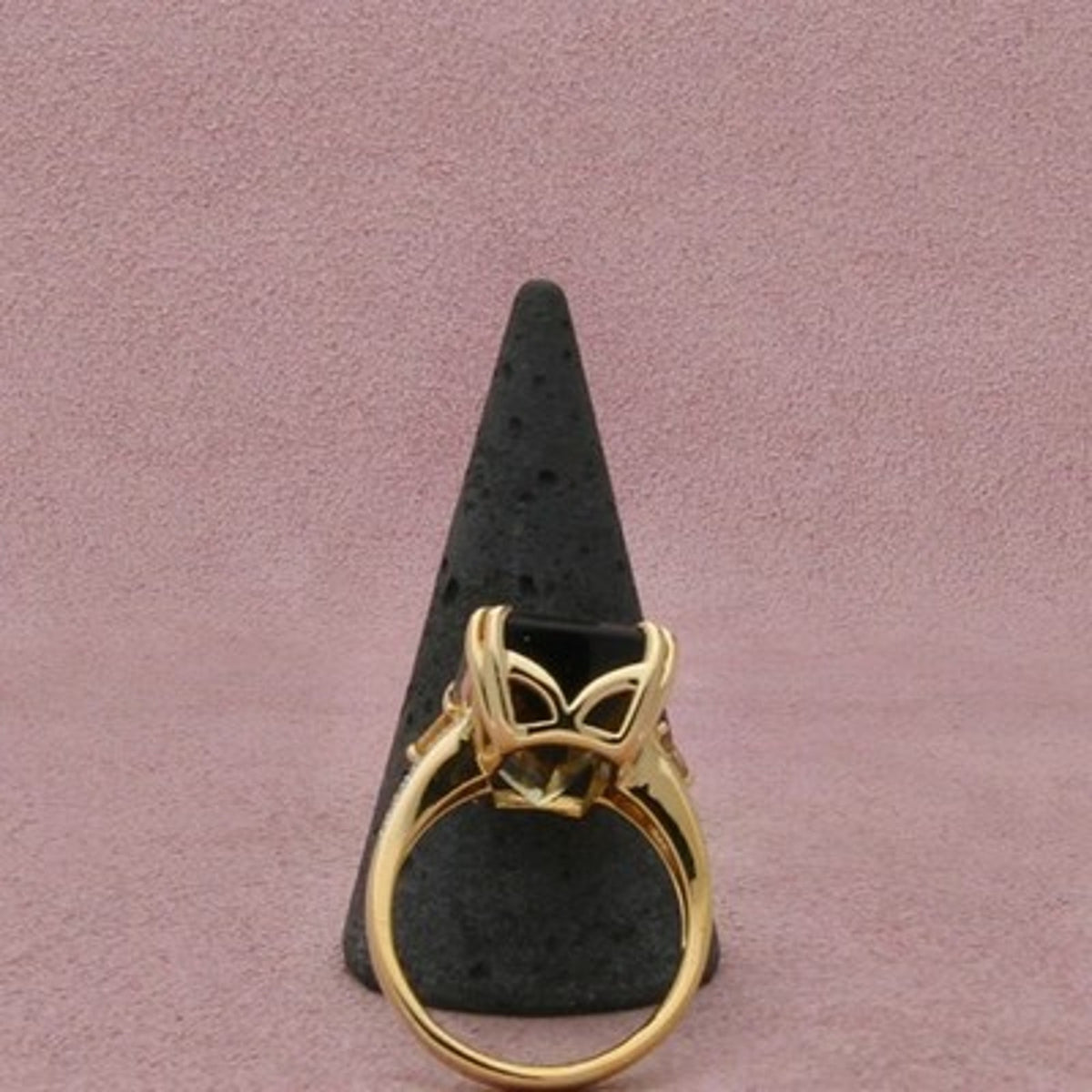 Sterling Silver Gold Plate Step Cut Citrine & Smoky Quartz Cocktail Ring Size 9
