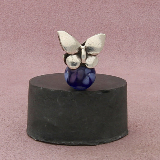 trollbeads sterling silver summer butterfly purple glass retired bead charm