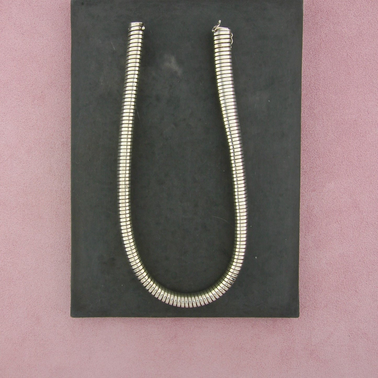 sterling silver vintage hand crafted tubogas necklace size 15.5in