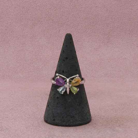 sterling silver amethyst topaz citrine peridot butterfly ring size 7