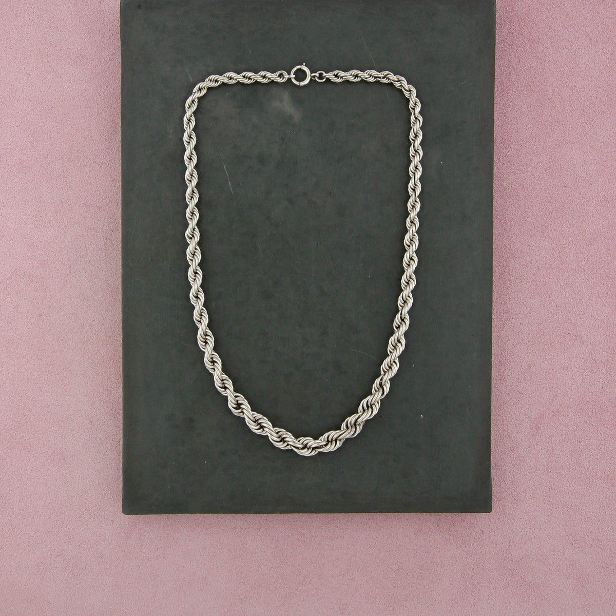 Sterling Silver Vintage Graduated Twisted Rope Chain Necklace Size 16in