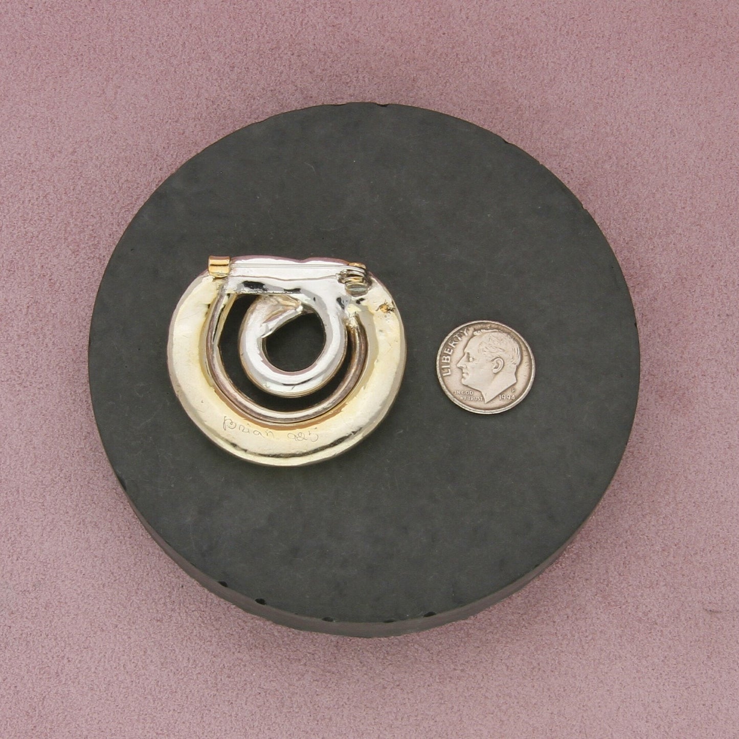 sterling silver israel two-tone electroform swirl brooch