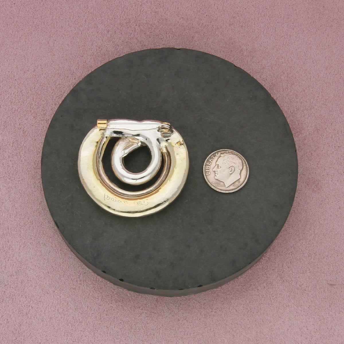 sterling silver israel two-tone electroform swirl brooch