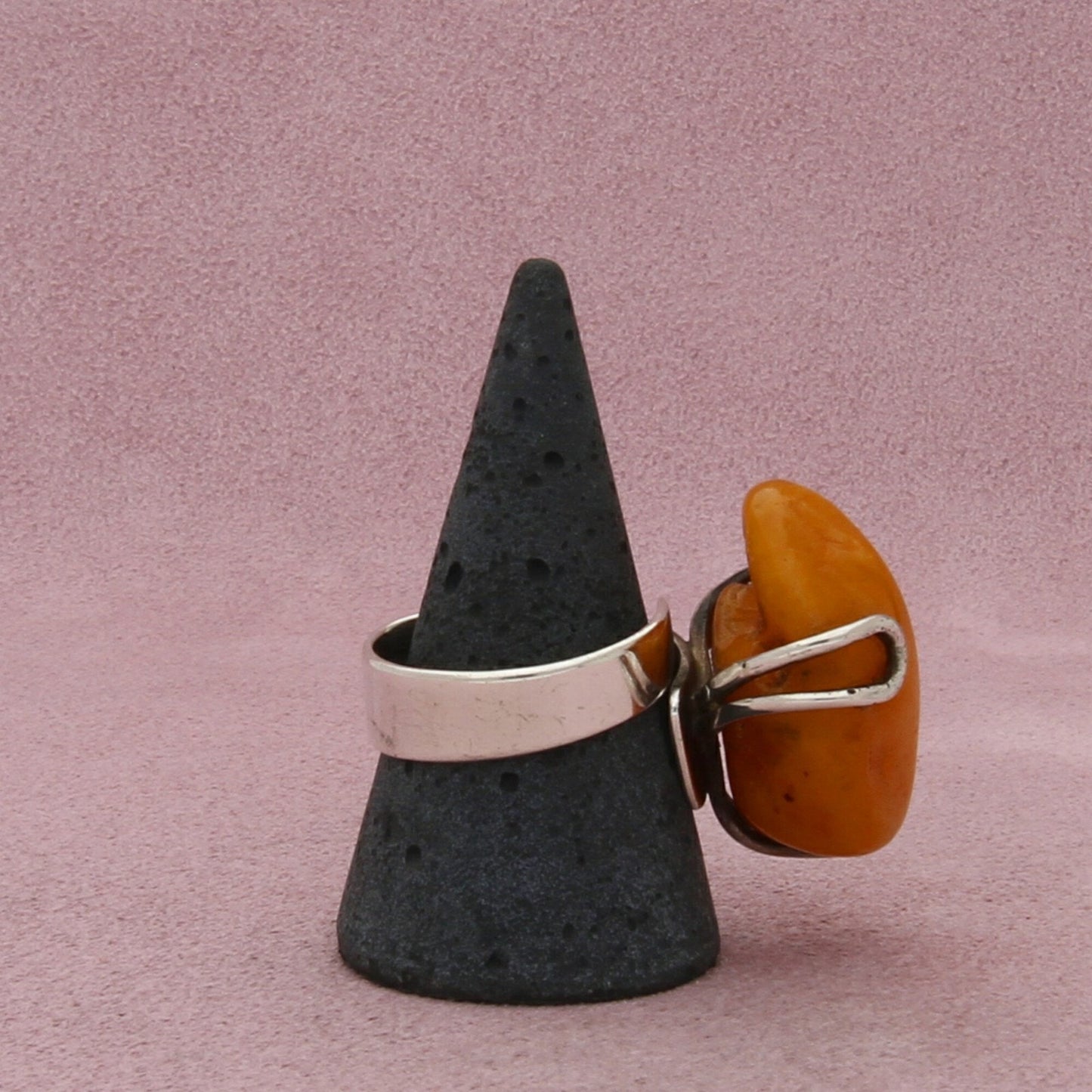 sterling silver vintage artisan crafted butterscotch amber ring size 10