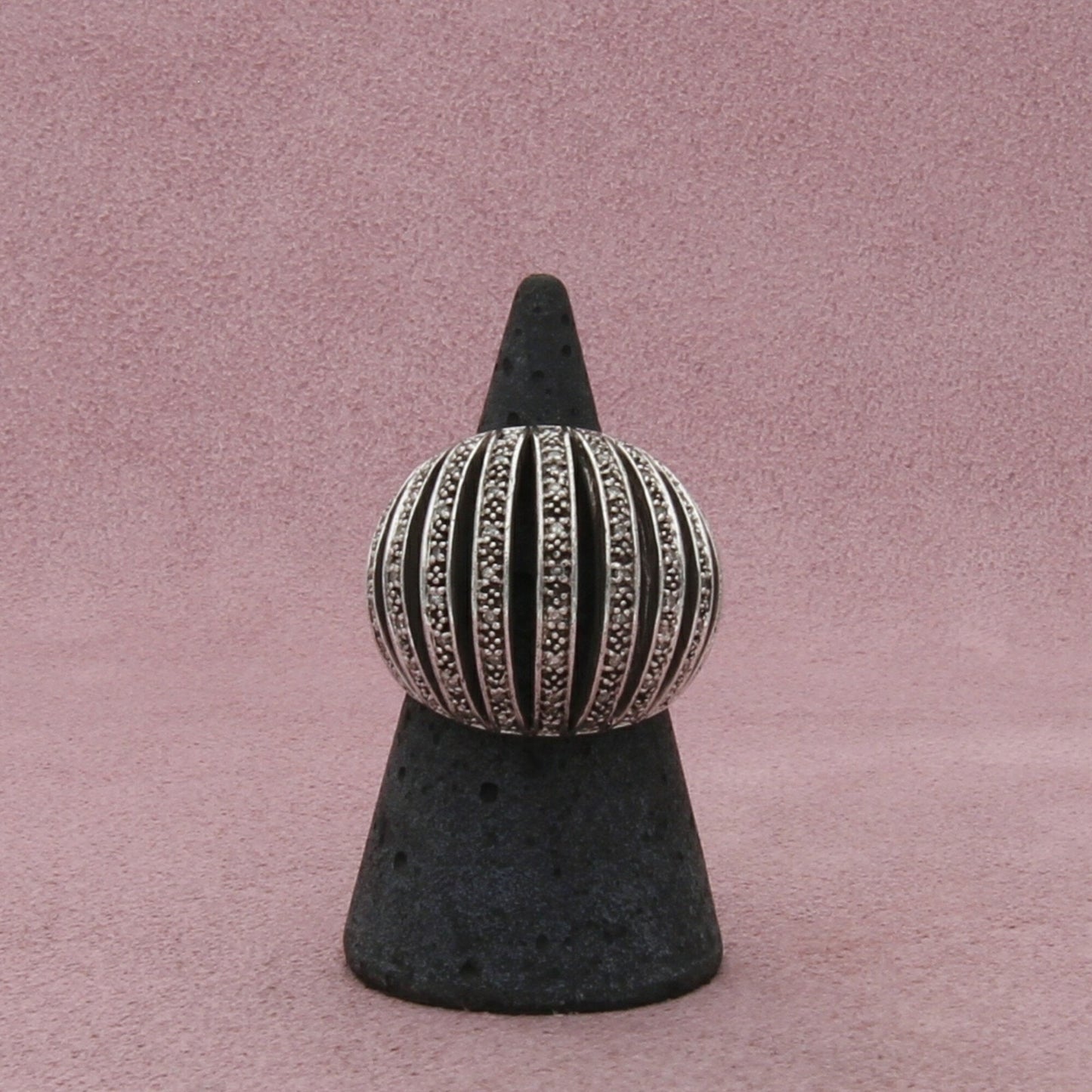 sterling silver diamond accent dome ring size 6.5