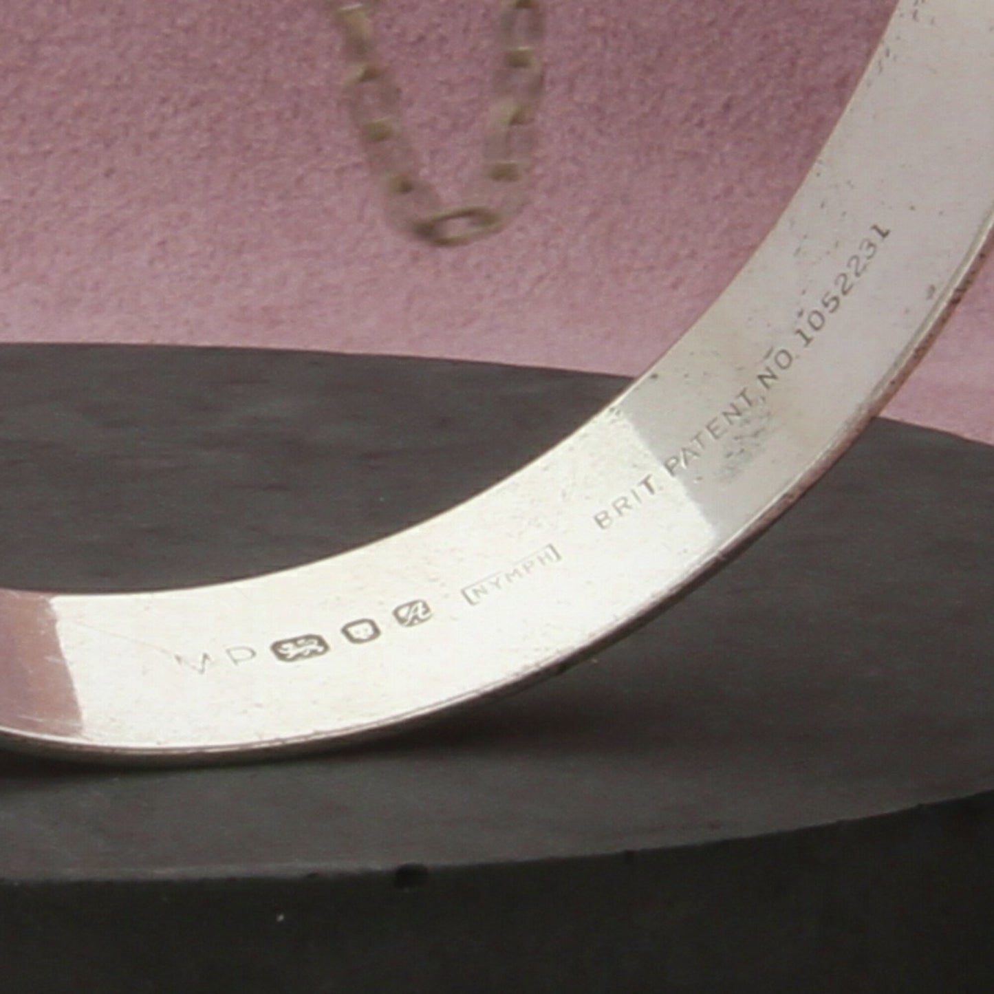sterling silver vintage british striped bracelet size 6.5in