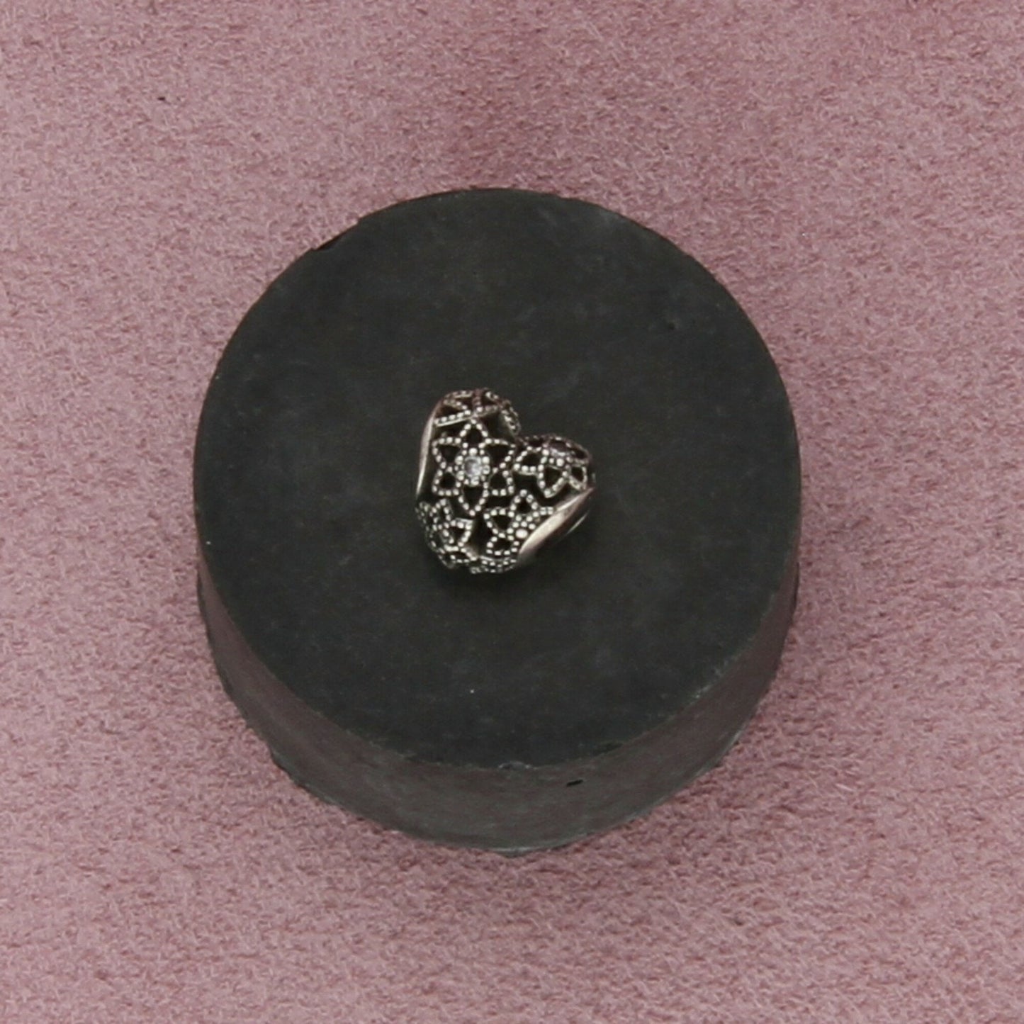 pandora sterling silver cz blooming heart bead charm pendant